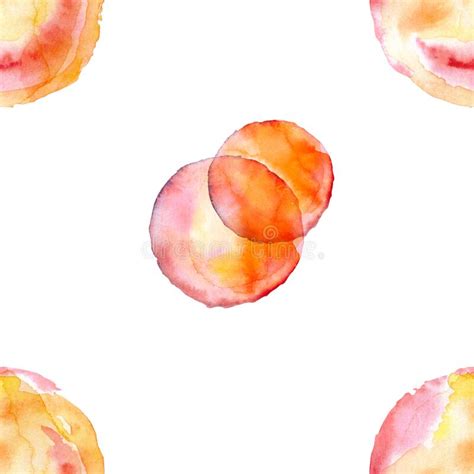 Watercolor Textured Background With Orange Watercolor Circles Stock