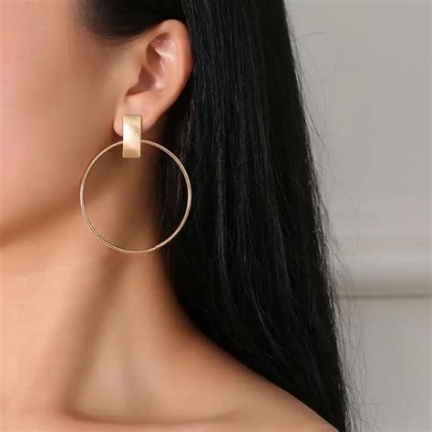 Aliexpress Com Buy Fashion Alloy Round Hoop Earring Women Circle Dangle Ear Stud Frosted Drop