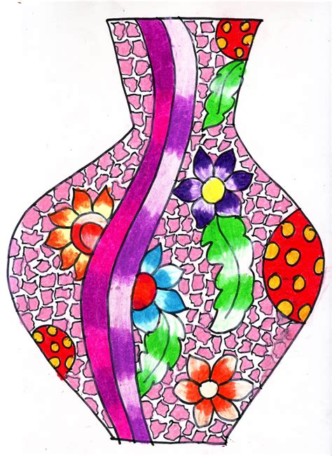 Flower pot easy drawing e2 80 93 pencil art sumgun. Flower Vase Drawing For Kids at GetDrawings | Free download
