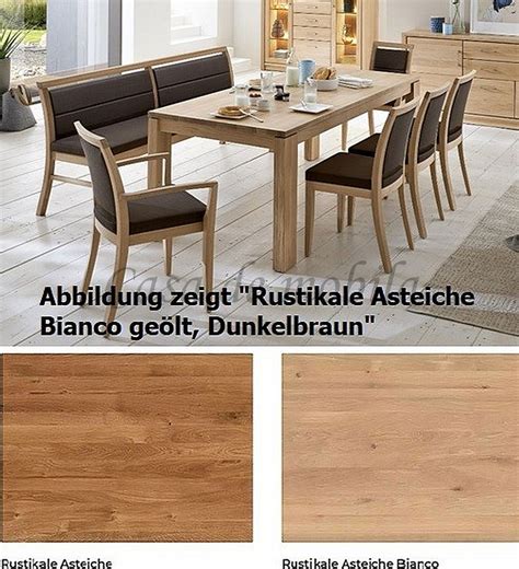Essgruppe mit Esstisch 180x95cm, Bank mit Rückenlehne, 3 Stühlen & 2