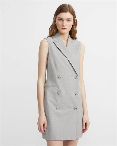 Theory Official Site Stretch Wool Sleeveless Blazer Dress