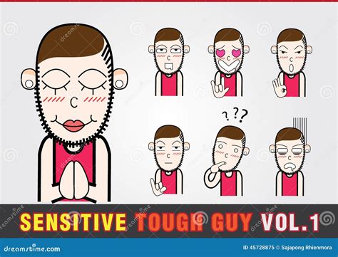 Cartoon Characters Sensitive Tough Guy Stock Image Cartoondealer
