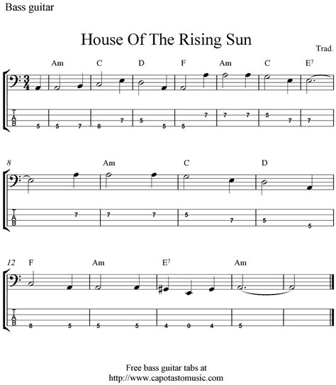 Very easy beginner guitar songs. Free Beginner Guitar Sheet Music | Free bass tab sheet music, House Of The Rising Sun | Guitar ...