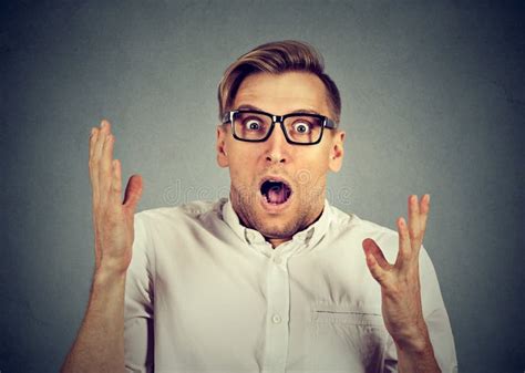 Concerned Scared Young Man In Glasses Stock Image Image Of Phobia