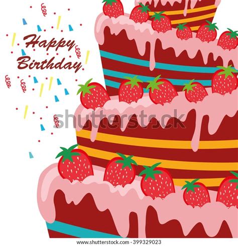 happy birthday card birthday cake colorful stock vector royalty free 399329023 shutterstock