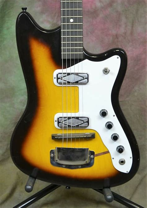 Vintage 1965 Silvertone 1477 Bobkat Electric Guitar Sunburst Reverb