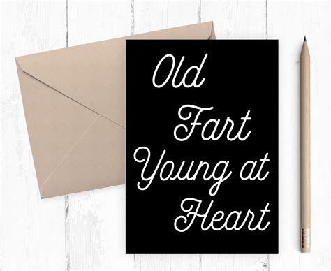 Funny Birthday Card Old Fart Young At Heart Birthday Card Etsy