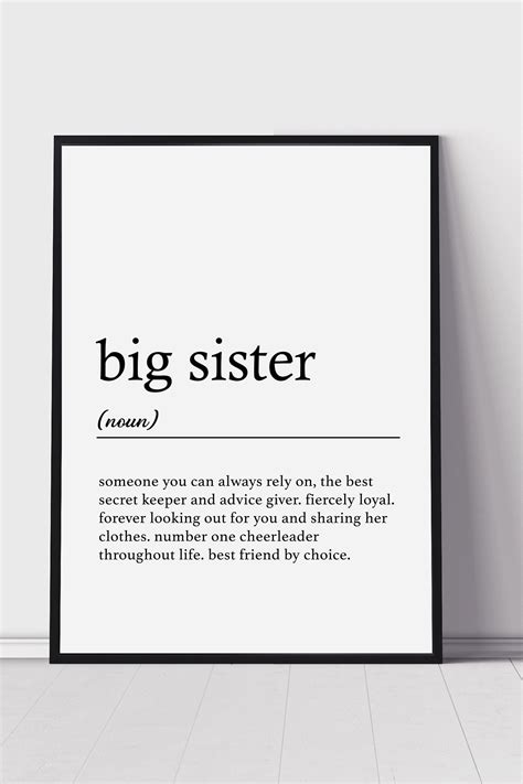 Big Sister Definition Print T Print Sister Meaning Print Etsy Uk