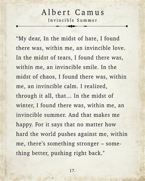 Albert Camus Invincible Summer Poem Print Digital Art By Nicholas