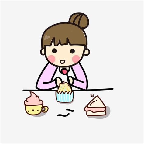 Eat Snack Hd Transparent Cute Cartoon Girl Eating Snacks Cute Cartoon