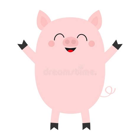 Happy Smiling Little Baby Cartoon Pig Animal Farm Stock Illustrations