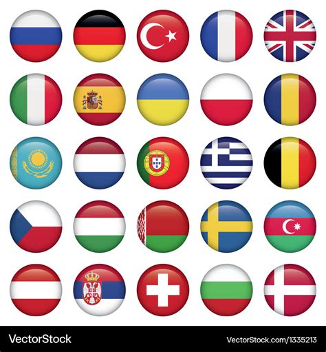 European Icons Round Flags Royalty Free Vector Image