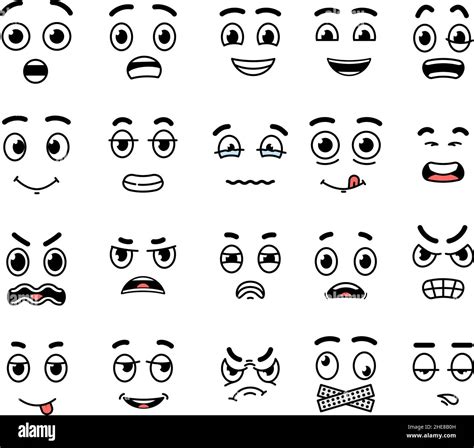 Cartoon Face Expression Mouth And Eyes Expressing Happy Faces