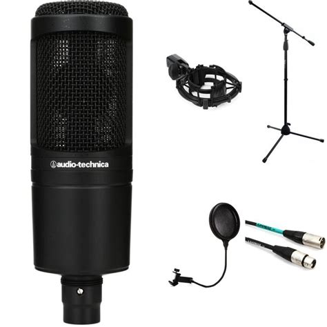 Audio Technica At2020 Microphone Bundle With Shockmount Stand And
