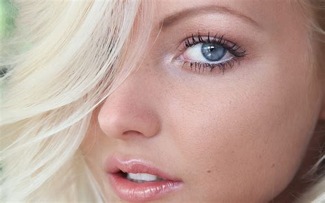 Wallpaper Metart Women Blue Eyes Looking At Viewer Blonde Model Face Eyelashes