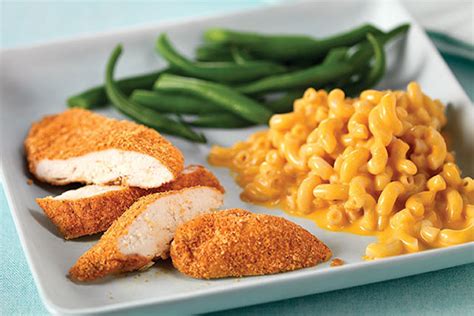 Other sides that go good with mac and cheese are baked beans, cole slaw. Crispy Chicken with Macaroni & Cheese Dinner - My Food and ...