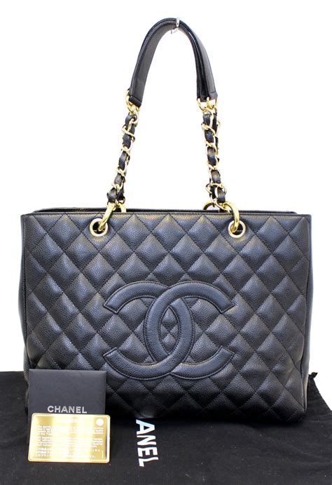 Chanel Black Caviar Leather Grand Shopping Tote Bag Us
