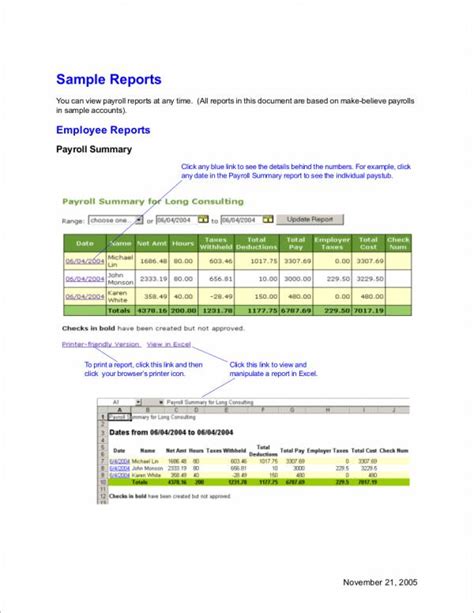 Sample Payroll Report Template
