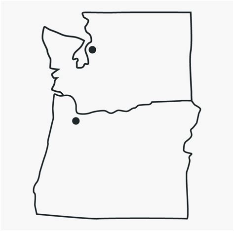 Oregon Washington Map Washington Oregon Map Black And White Hd Png