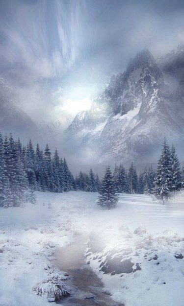 Misty Mountain And Snowy Day Winter Christmas Pinterest