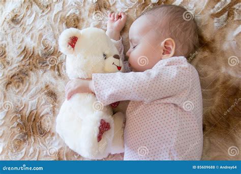 Baby Sleeping With Teddy Bear Stock Photo Image Of Sleep Infant