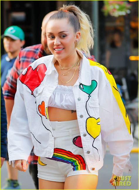 full sized photo of miley cyrus shows off her legs in rainbow shorts02 miley cyrus is gettting