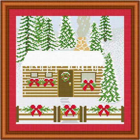 Only full cross stitches are used in this pattern. Decorated House - Log Cabin - Snow Cross Stitch Pattern ...