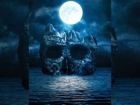 Dark Horror Background For Photoshop With Moonlight Skull Island Misc