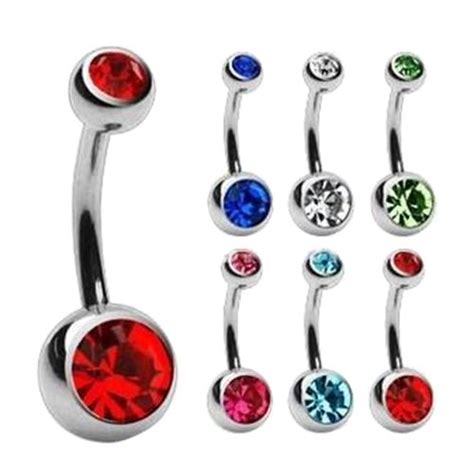 10pcs Body Piercing Multicolored Rhinestone Belly Button Navel Ring