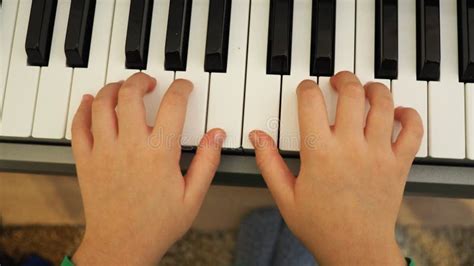 Top View Of Child Hands Playing Piano Stock Photo Image Of Piano