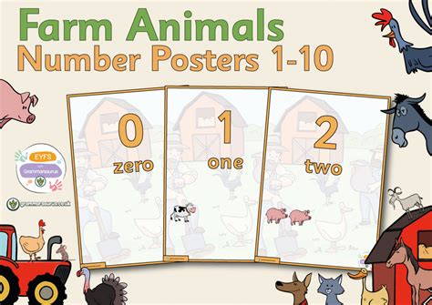 Eyfs Farm Animals Number Posters 1 10 Grammarsaurus