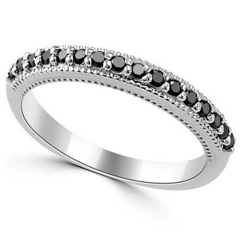 020 Carat Vintage Style Fancy Black Diamond Ring Wedding Band