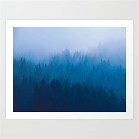 Buy Blue Mountain Pine Trees Blue Ombre Gradient Colorful Landscape