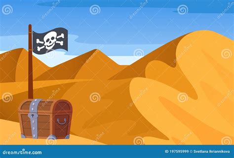 Pirates On Desert Island Vector Illustration Funny Cartoon Characters
