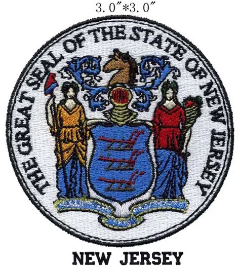 New Jersey State Seal 3wide Embroidery Patch For Island Of Jersey