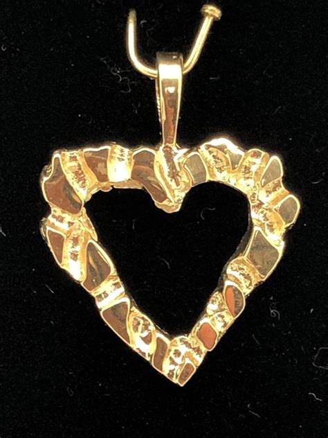 14k Yellow Gold Nugget Heart Charm Pendant 23 Grams Ebay