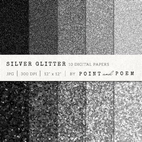 Glitter Digital Paper Silver Glitter Background For Scrapbooking