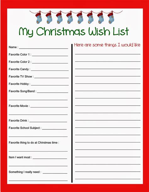 Christmas Wish List Paper Printable Free Pdf Printables Printablee
