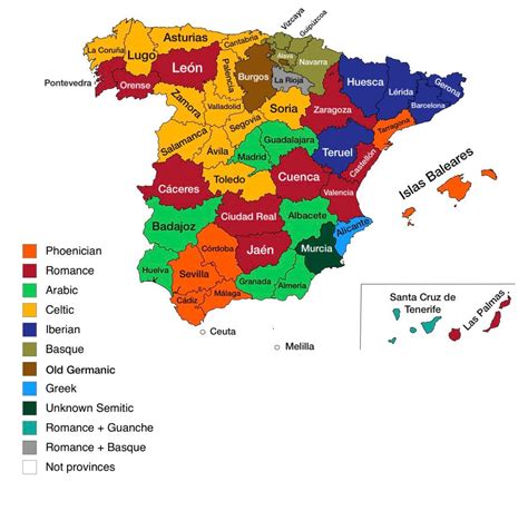 Etymology of every Spanish province : MapPorn