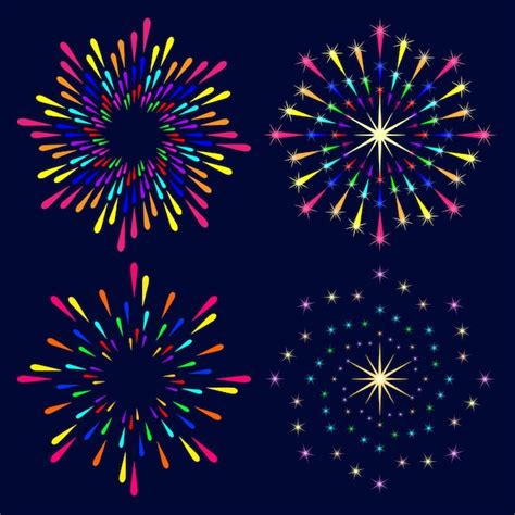 Premium Vector Set Colorful Firework Explosion Isolated