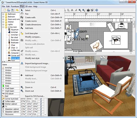 Sweet home 3d is a free architectural design software that helps users create a 2d plan of a house, with a 3d preview, and decorate exterior and interior views, including ability to place furniture and home appliances. Sweet Home 3D screenshot and download at SnapFiles.com