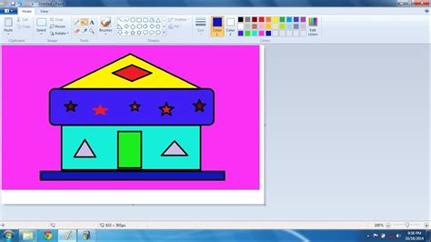 Basic Ms Paint Class How To Draw A Home In Microsoft Paint Youtube
