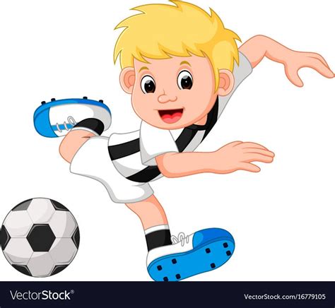 Boy Cartoon Playing Football Royalty Free Vector Image Boy Cartoon