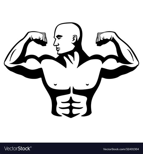 Male Bodybuilder Flexing Muscles Royalty Free Vector Image