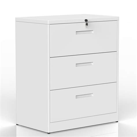 The file outside dimensions are about 14 3/4 by 16 3/4 by 6 1/4 inches high. Merax White Lockable Heavy Duty Lateral Metal File Cabinet ...