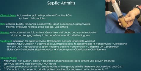 Septic Arthritis Diagnosis And Management Summary Clinical Grepmed