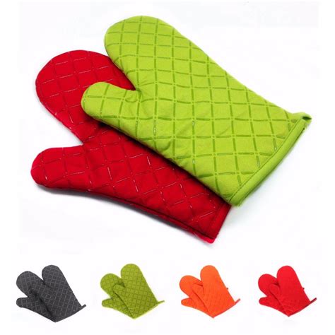 Kitchen Oven Mitts With Non Slip Silicone Printed Cotton Glove 1 Pair
