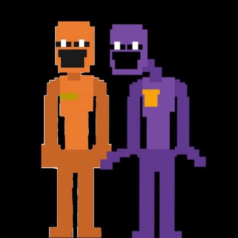 Two Pixel People Standing Next To Each Other In Front Of A Black
