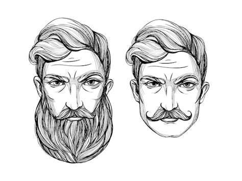 Premium Vector Portrait Of Men With Beard And Mustache