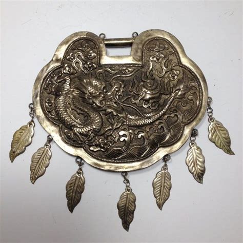 Vintage Chinese Lock Charm Dragon And Ancient Characters Etsy Canada